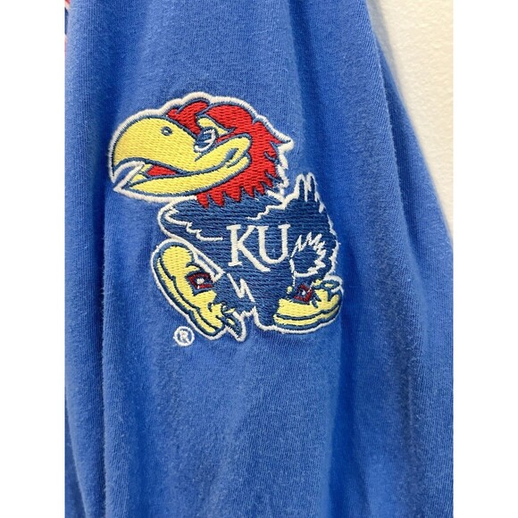 Vintage Kansas Jayhawks KU Long Sleeve Shirt Coliseum Athletics Size L 80s Patch - Picture 3 of 6